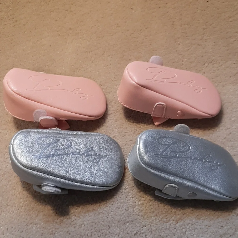 2 pair infant 6-12 months soft sole shoes by Baby in pink and silver